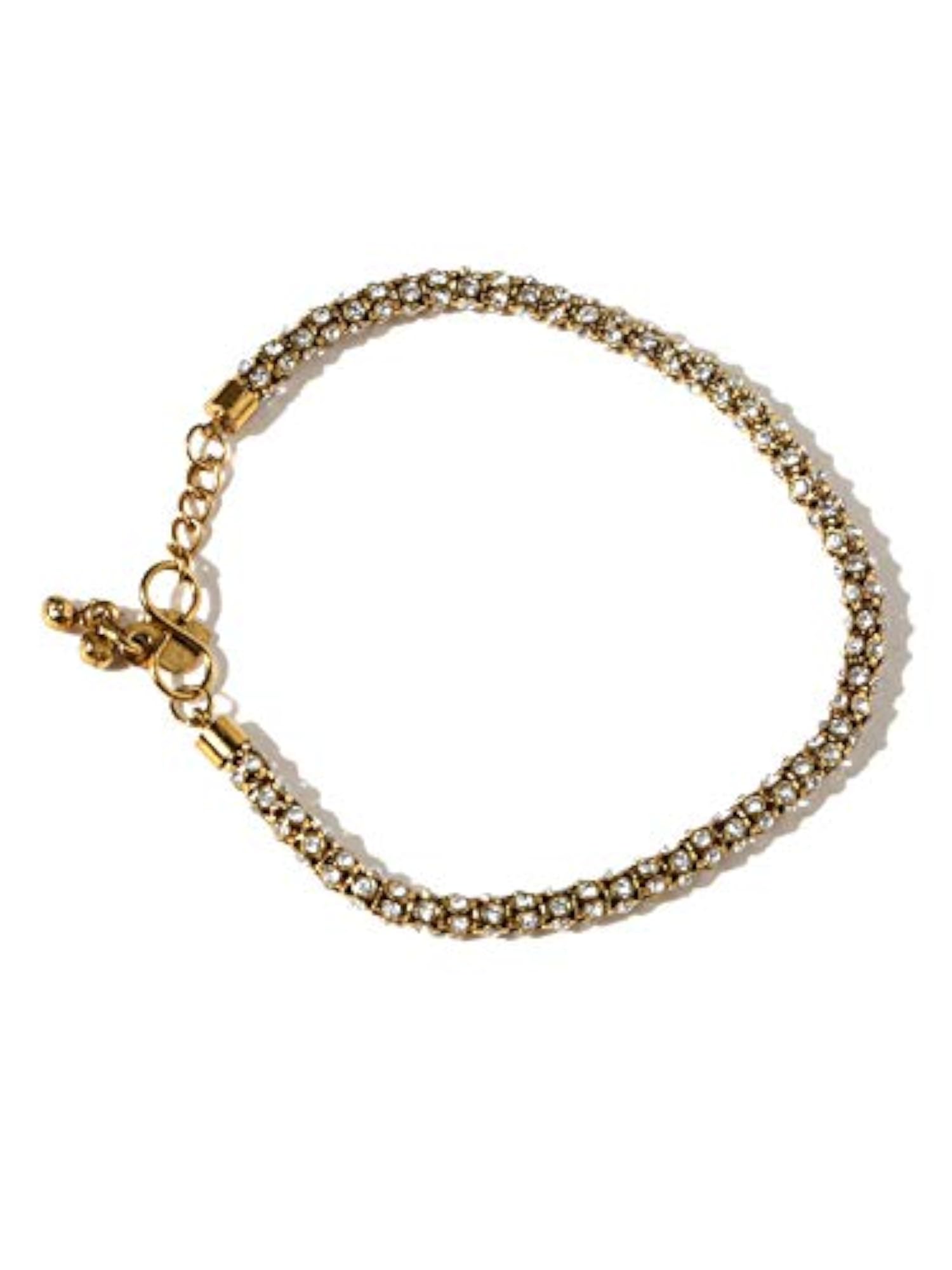 American Diamond Studded Brass Anklet Pair